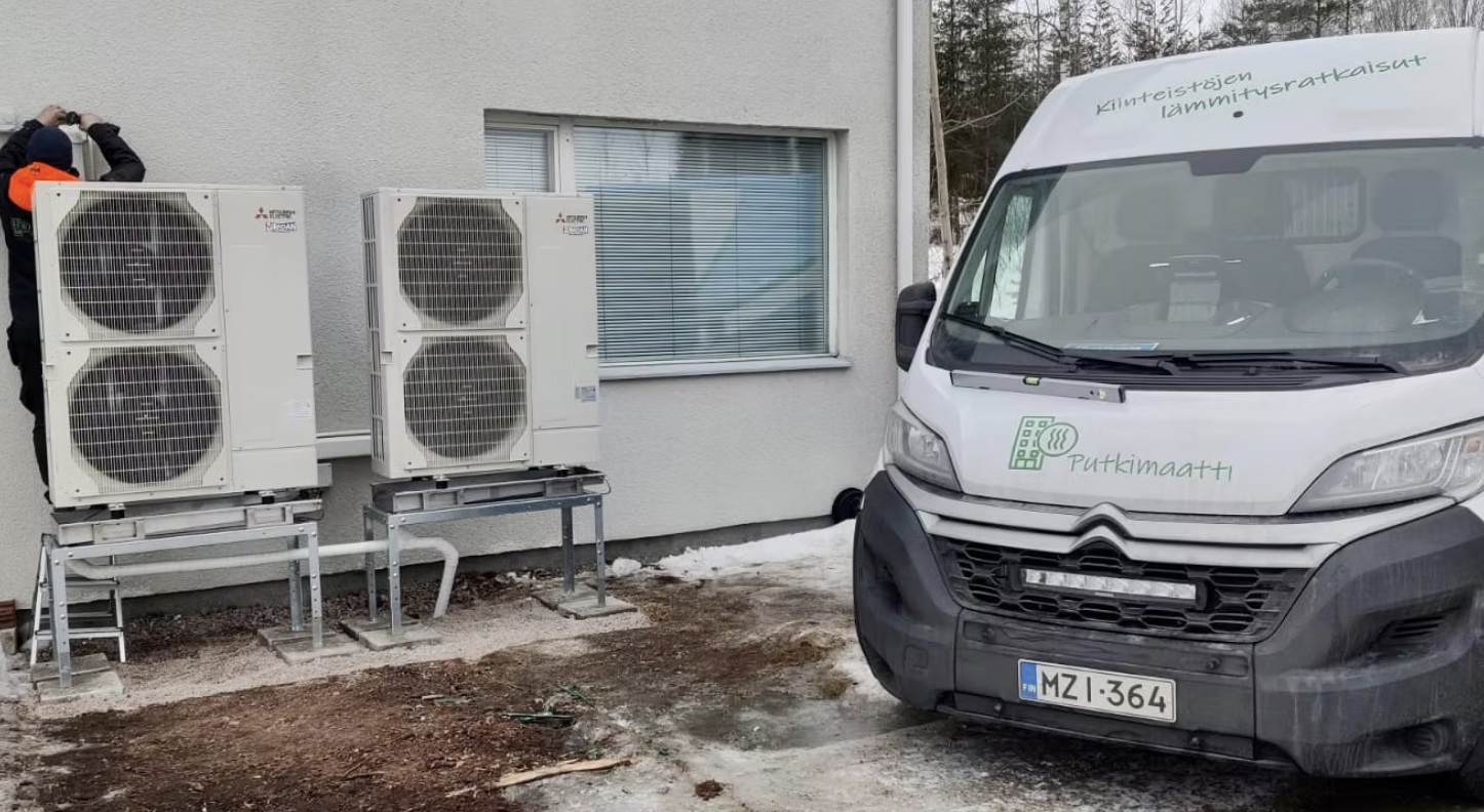 Ilma-vesilämpöpumppu kaasulämmityksen rinnalle liikekiinteistöön